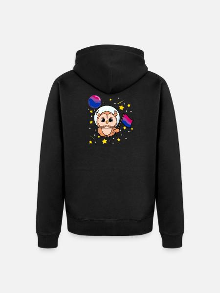 Hibou Dans l’espace Bisexual Pride - Veste à capuche bio Premium Unisexe - noir
