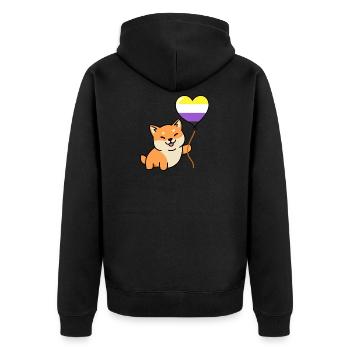 Shiba Inu Nonbinary Pride Balloon Nonbinary Pride - Unisex Premium Organic Zip Hoodie - black - Back - Nico (187cm)