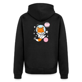 Fuchs Astronaut Demigirl Pride - Unisex Premium Bio Zip Hoodie - Schwarz - Hinten - Nico (187cm)