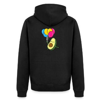 Avocado Ballon Pan Pride - Unisex Premium Bio Zip Hoodie - Schwarz - Hinten - Nico (187cm)
