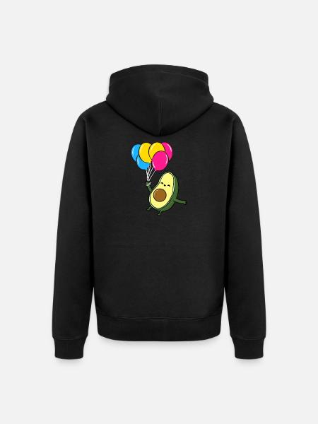 Avocado Balloon Pan Pride - Unisex Premium Organic Zip Hoodie - black