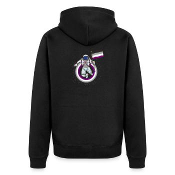 Astronaute avec le drapeau Ace Pride - Veste à capuche bio Premium Unisexe - noir - Dos - Nico (187cm)