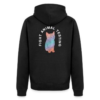 Fight animal testing I Tierversuche - Unisex Premium Bio Zip Hoodie - Schwarz - Hinten - Nico (187cm)