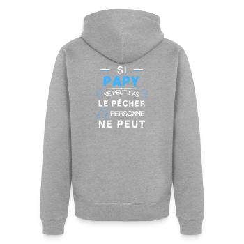 papy pêcheur canne à pêche - Veste à capuche bio Premium Unisexe - gris chiné - Dos - Nico (187cm)