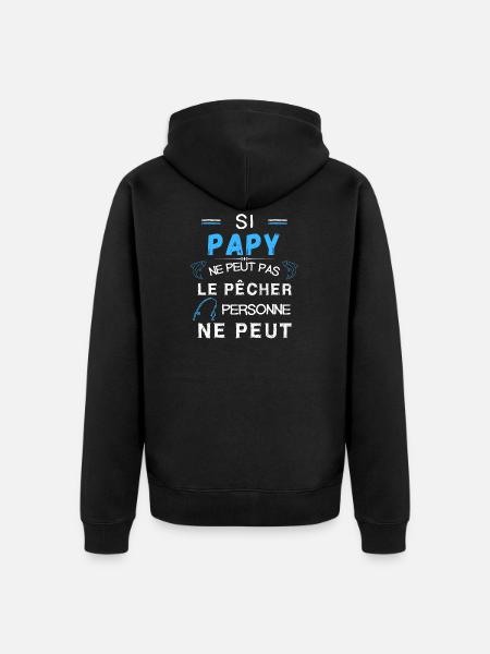 papy pêcheur canne à pêche - Veste à capuche bio Premium Unisexe - noir