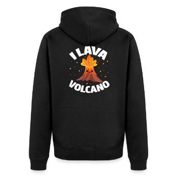 I Lava Volcano - Unisex Premium Bio Zip Hoodie - Schwarz - Hinten - Nico (187cm)