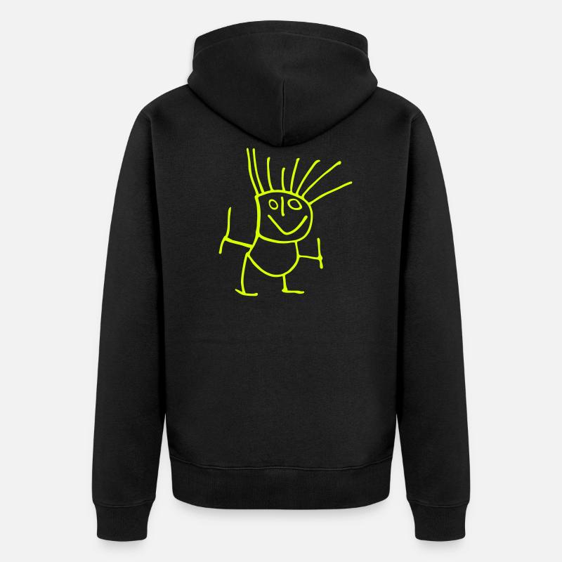 Strichmaennchen Manu rot - Unisex Premium Bio Zip Hoodie - Schwarz