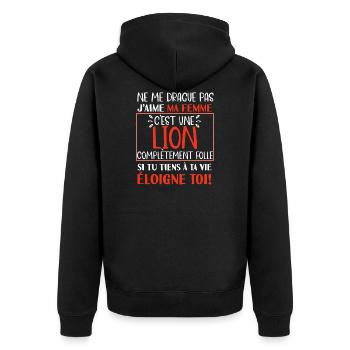 Ne me drague pas lion folle cadeau homme couple - Veste à capuche bio Premium Unisexe - noir - Dos - Nico (187cm)