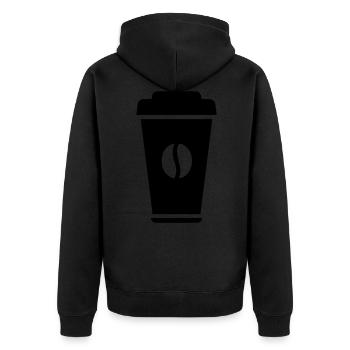 Kaffee Symbol - Unisex Premium Bio Zip Hoodie - Schwarz - Hinten - Nico (187cm)