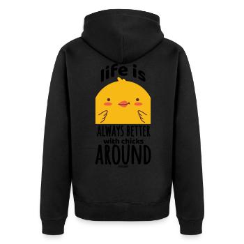Chicks from the chicken coop farm - Unisex Premium Organic Zip Hoodie - black - Back - Nico (187cm)