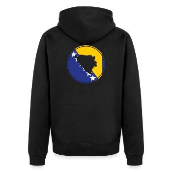 Bosnien Herzegowina Karte Balkan Bosnische Flagge - Unisex Premium Bio Zip Hoodie - Schwarz - Hinten - Nico (187cm)