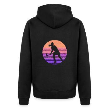 Hockeyspielerin Retro Feldhockey Mädchen Hockey - Unisex Premium Bio Zip Hoodie - Schwarz - Hinten - Nico (187cm)