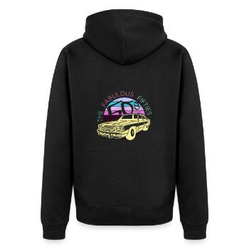 Die glorreichen 50er - Retro - Unisex Premium Bio Zip Hoodie - Schwarz - Hinten - Nico (187cm)