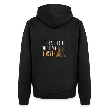 Schildpatt Katze Tortoiseshell Cat Tortie - Unisex Premium Bio Zip Hoodie - Schwarz - Hinten - Nico (187cm)