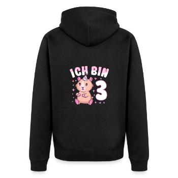 Meerschweinchen 3. Geburtstag Mädchen 3 Jahre alt - Unisex Premium Bio Zip Hoodie - Schwarz - Hinten - Nico (187cm)