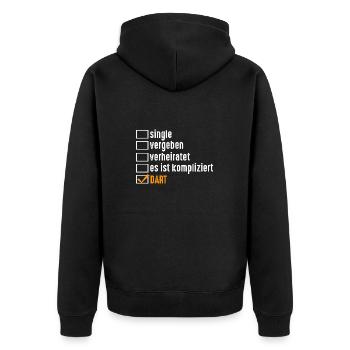 Dart Dartsspieler Darts - Unisex Premium Bio Zip Hoodie - Schwarz - Hinten - Nico (187cm)