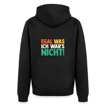 Egal was ich wars nicht Retro - Unisex Premium Bio Zip Hoodie - Schwarz - Hinten - Nico (187cm)