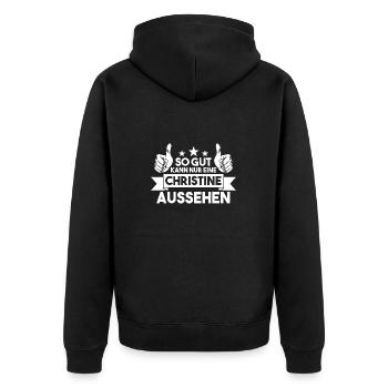 Christine - Unisex Premium Bio Zip Hoodie - Schwarz - Hinten - Nico (187cm)