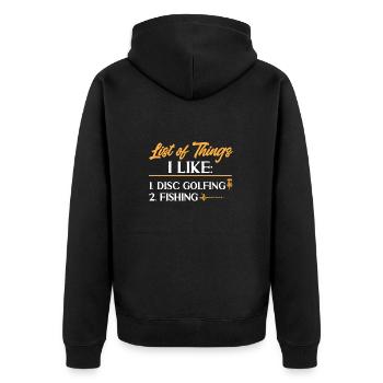 Discgolf Disc Golf Frisbee - Unisex Premium Organic Zip Hoodie - black - Back - Nico (187cm)