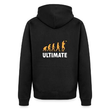 Ultimate Frisbee Wurfscheibe - Unisex Premium Bio Zip Hoodie - Schwarz - Hinten - Nico (187cm)