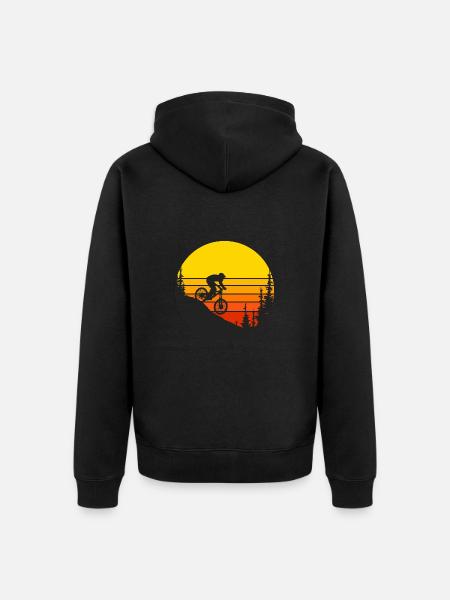 rower górski rower górski - Ekologiczna rozpinana bluza z kapturem Premium unisex - czarny
