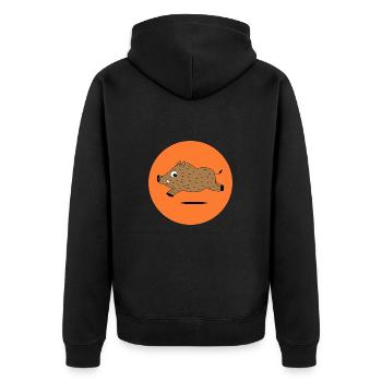 Jagd auf gejagte Wildschweinjäger - Unisex Premium Bio Zip Hoodie - Schwarz - Hinten - Nico (187cm)