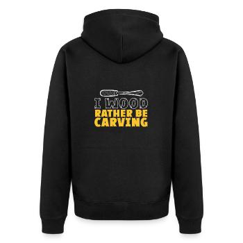 Woodworking carving carpenter - Unisex Premium Organic Zip Hoodie - black - Back - Nico (187cm)