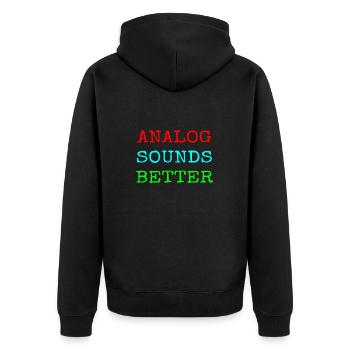 Analog better design - Unisex Premium Bio Zip Hoodie - Schwarz - Hinten - Nico (187cm)