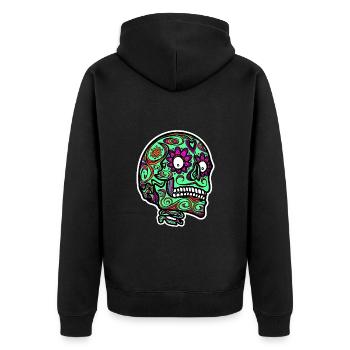 Mexican skull - colorful - Unisex Premium Organic Zip Hoodie - black - Back - Nico (187cm)