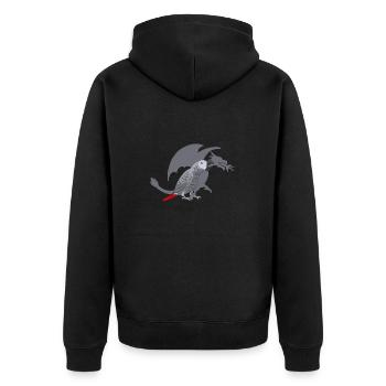 Graupapagei African Grey Parrot Papagei - Unisex Premium Organic Zip Hoodie - black - Back - Nico (187cm)