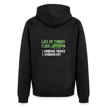 Garbage trucks, garbage day, garbage collection - Unisex Premium Organic Zip Hoodie - black - Back - Nico (187cm)