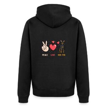 Miniature Pinscher Rehpinscher Min Pin Dog - Unisex Premium Organic Zip Hoodie - black - Back - Nico (187cm)