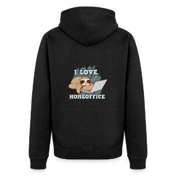 Ich liebe das Home Office - Unisex Premium Bio Zip Hoodie - Schwarz - Hinten - Nico (187cm)