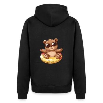 Bär Sommer Comic - Unisex Premium Bio Zip Hoodie - Schwarz - Hinten - Nico (187cm)