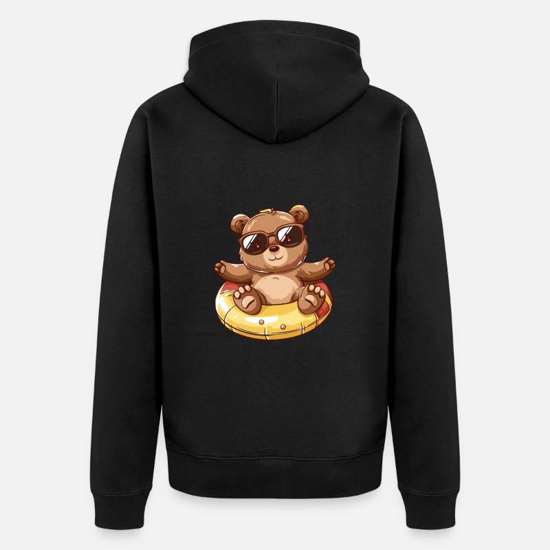 Bear Summer Comic - Unisex Premium Organic Zip Hoodie - black