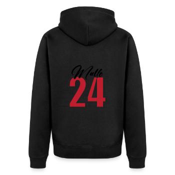 Malle 24 - Unisex Premium Bio Zip Hoodie - Schwarz - Hinten - Nico (187cm)