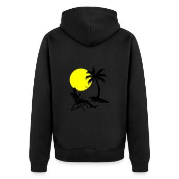 Sommer Relaxen Urlaub - Unisex Premium Bio Zip Hoodie - Schwarz - Hinten - Nico (187cm)