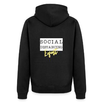 Social Distancing Expert - Unisex Premium Bio Zip Hoodie - Schwarz - Hinten - Nico (187cm)