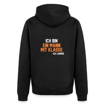 Schullehrer Lehrer - Unisex Premium Bio Zip Hoodie - Schwarz - Hinten - Nico (187cm)