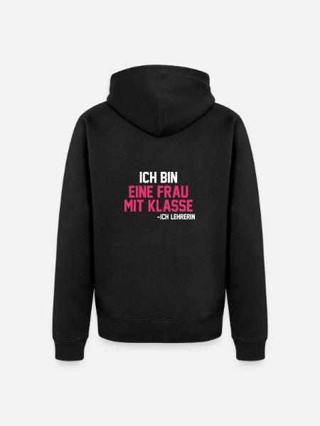 Schullehrerin Lehrerin - Unisex Premium Bio Zip Hoodie - Schwarz