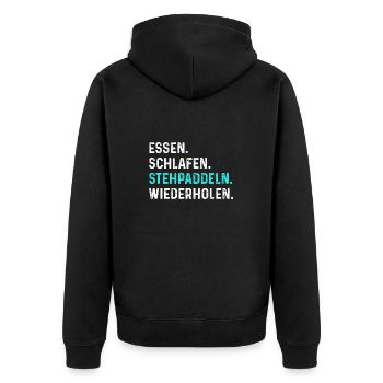 Stand Up Paddeling - Unisex Premium Bio Zip Hoodie - Schwarz - Hinten - Nico (187cm)