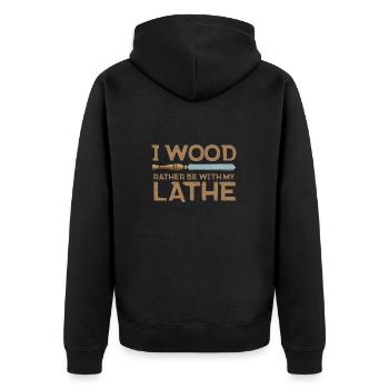 Turning Wood Lathe Lathe - Unisex Premium Organic Zip Hoodie - black - Back - Nico (187cm)