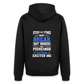 Piercing Job Körperschmuck Piercingstudio - Unisex Premium Bio Zip Hoodie - Schwarz - Hinten - Nico (187cm)