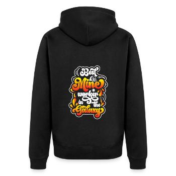 Kohle Spitzhacke Grube - Unisex Premium Bio Zip Hoodie - Schwarz - Hinten - Nico (187cm)