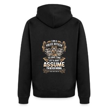 Policeman Thief Commissioner - Unisex Premium Organic Zip Hoodie - black - Back - Nico (187cm)