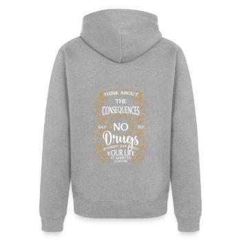 Entzug Abhängigkeit Sauber - Unisex Premium Bio Zip Hoodie - Grau meliert - Hinten - Nico (187cm)