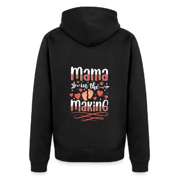 Babybauch Liebe Werdende Mutter Nachwuchs - Unisex Premium Bio Zip Hoodie - Schwarz - Hinten - Nico (187cm)