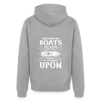 Rudern Ruder Kayak Steuermann - Unisex Premium Bio Zip Hoodie - Grau meliert - Hinten - Nico (187cm)