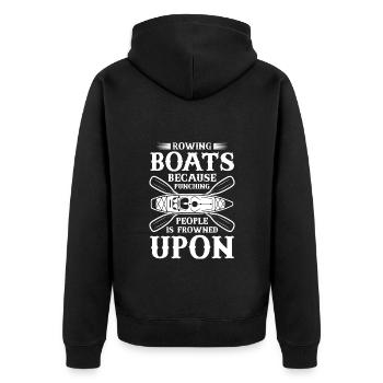 Rudern Ruder Kayak Steuermann - Unisex Premium Bio Zip Hoodie - Schwarz - Hinten - Nico (187cm)
