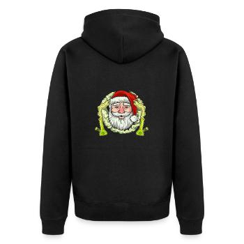 Santa Stoned mit Bong - Ugly Weihnachten - Unisex Premium Bio Zip Hoodie - Schwarz - Hinten - Nico (187cm)